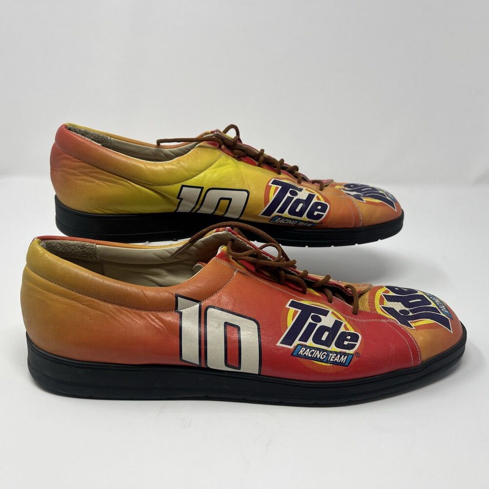 Vintage NASCAR Ricky Rudd #10 Tide Racing Leather Shoes Men's 9.5 Icon